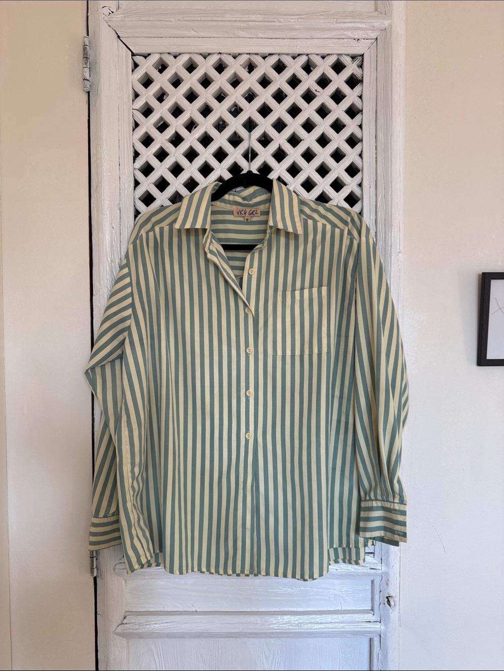 VRG GRL June Shirt in Green Stripe, 6